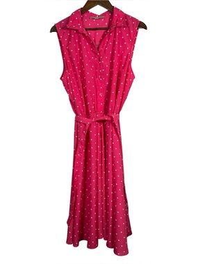 Larry Levine Hot Pink Polka Dot Sleeveless Midi Dress Size XL